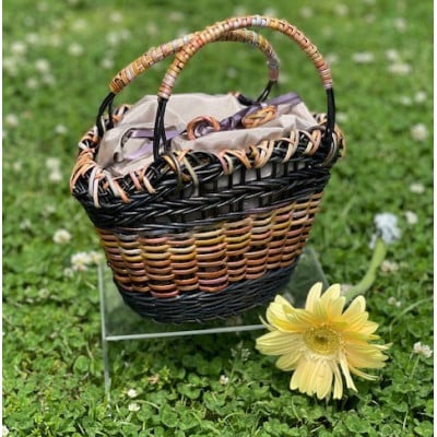 君島アトリエ 紅籐かごバッグ(染紅籐コレクション 彩のかご - あかね陽)