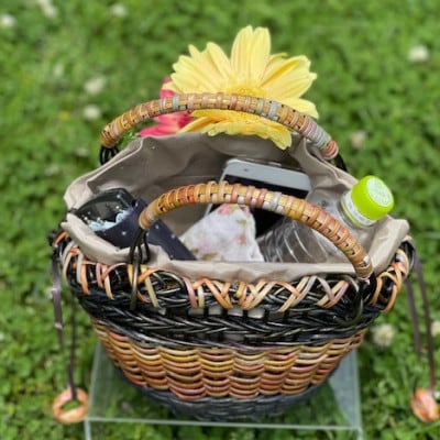 君島アトリエ 紅籐かごバッグ(染紅籐コレクション 彩のかご - あかね陽)