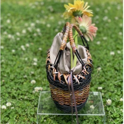 君島アトリエ 紅籐かごバッグ(染紅籐コレクション 彩のかご - あかね陽)