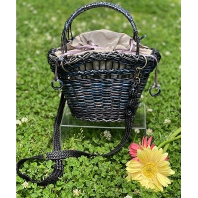 君島アトリエ 紅籐かごバッグ(染紅籐コレクション 彩のかご - 藍かげ)