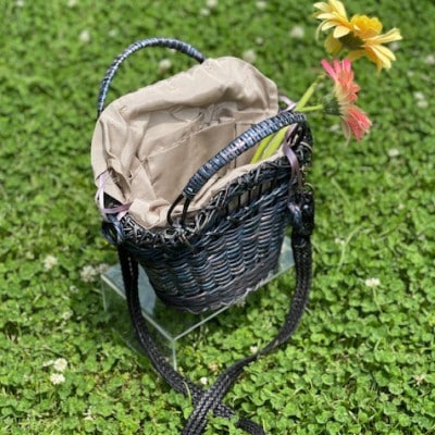 君島アトリエ 紅籐かごバッグ(染紅籐コレクション 彩のかご - 藍かげ)