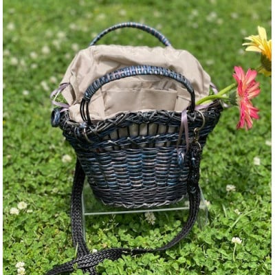 君島アトリエ 紅籐かごバッグ(染紅籐コレクション 彩のかご - 藍かげ)