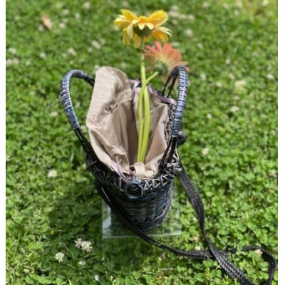 君島アトリエ 紅籐かごバッグ(染紅籐コレクション 彩のかご - 藍かげ)