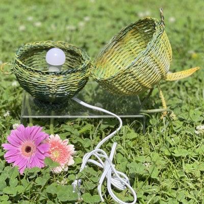 籐の灯り 青りんごランプ