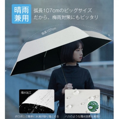 自動開閉折りたたみ傘 6本骨　水色× ホワイト