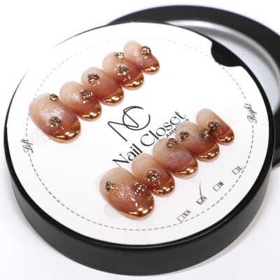 Antellijan大宮ネイルサロンのハンドメイド　ネイルチップ【飴色の華】S1-S　1セット