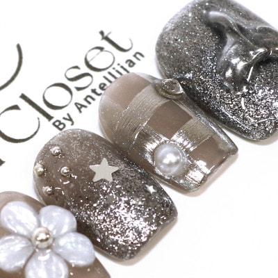 Antellijan大宮ネイルサロンのハンドメイド ネイルチップ【星霞】S4-M