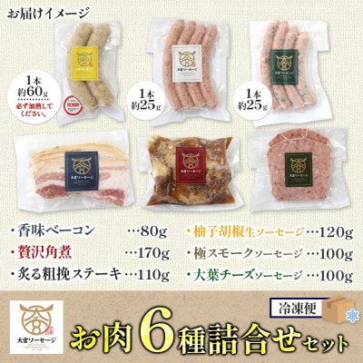 大宮ソーセージのソーセージ3種・ベーコン・角煮・粗挽きステーキ 6種詰合せセット　埼玉県
