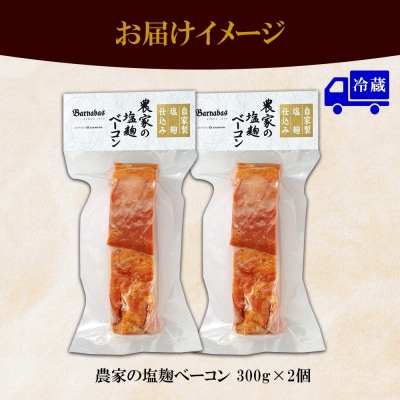 農家の塩ベーコン 300g× 2個 ベーコン 豚肉 豚バラ肉 ポーク ブロック_hs087-021