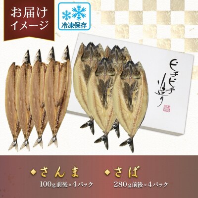 ふじと屋 人気の干物2種 計8点セット さんま さば 秋刀魚  鯖_hs288-006