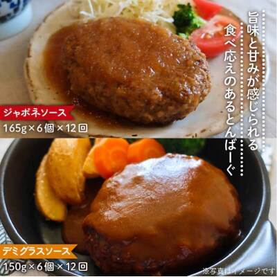 【全12回定期便】一貴山豚 とんバーグ 12個(6個×2種)いきさん牧場 [AGB015]