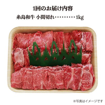 【全3回定期便】【月限定10個】希少 糸島 和牛 こまぎれ 1kg[AJD011]