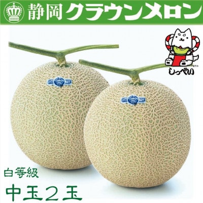 【通年出荷】クラウンメロン(白等級)中玉　2玉　化粧箱入