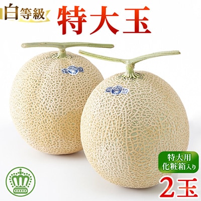 【BIGサイズ】クラウンメロン(白等級)特大玉　2玉【通年出荷】　化粧箱入