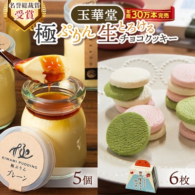 【名誉総裁賞受賞】とろける玉華堂の極ぷりん5個ととろける生チョコクッキー6枚セット