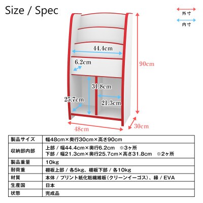 知育家具シリーズ　マガジンラック　48cm幅(グリーン)　MRJ-48HG