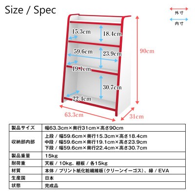 知育家具シリーズ　ほんだな　63cm幅(ブルー)　GR-63HB