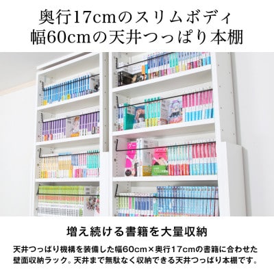本好きさん専用 奥行17cm薄型本棚 天井つっぱり書棚 愛書家 (ブラウン)　CH-K6017B