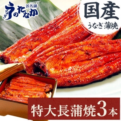 浜名湖・うなぎのたなかの長蒲焼3本セット!ふっくら柔らか♪国産うなぎ長蒲焼※合計540g程度