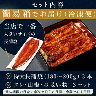 浜名湖・うなぎのたなかの長蒲焼3本セット!ふっくら柔らか♪国産うなぎ長蒲焼※合計540g程度