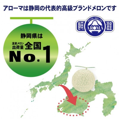 【通年出荷】アローマメロン(山等級) 1玉入【静岡高級マスクメロン】
