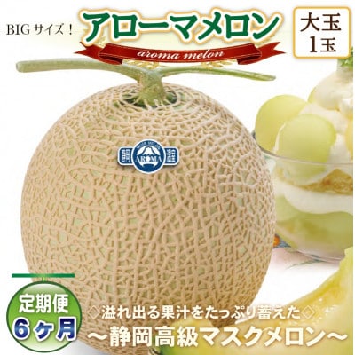【毎月定期便】アローマメロン(大玉)1玉・6ヵ月毎月お届け【静岡高級マスクメロン】全6回