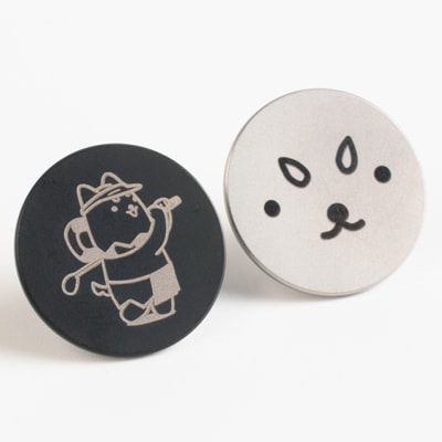 しっぺいデザイン入り ステンレス・ピンタイプ・ゴルフマーカーA【2個セット】Φ23mm