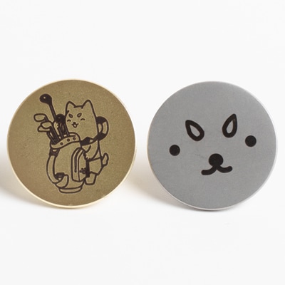 しっぺいデザイン入り ステンレス・ピンタイプ・ゴルフマーカーB【2個セット】Φ23mm