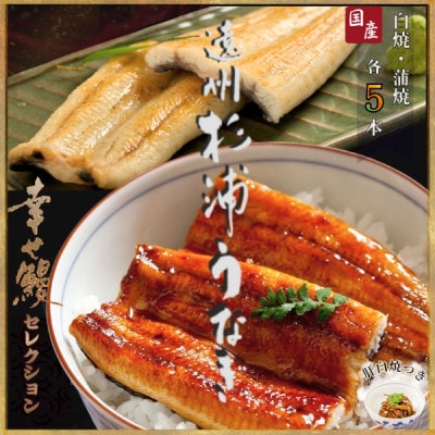 遠州杉浦うなぎLセット　白焼5本+蒲焼5本(2,100~2,400g)+肝白焼3パック+タレ3個