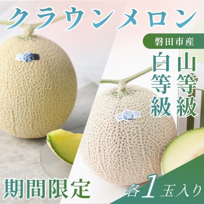 【2026年5月中旬より発送】食べ比べ 磐田市 クラウンメロン 白と山セット 約1.3kg×各1個