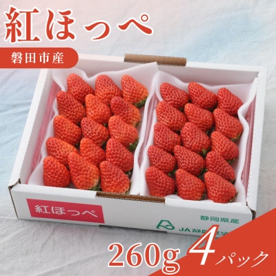 【2027年先行受付】静岡県磐田市 いちご 紅ほっぺ 約260g×4パック