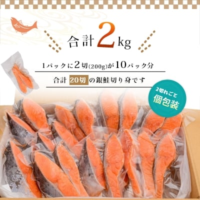 銀鮭切身　厚切り(100g)2切×10パック(20切)　2.0㎏入_HD231-006