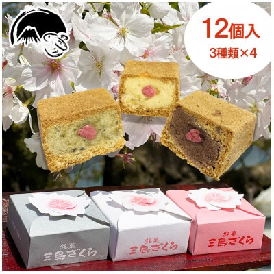 【お歳暮のし付】三島ざくら12個(栗餡4個・黒糖餡4個・しそ餡4個)詰め合わせ　兎月園　静岡県三島市