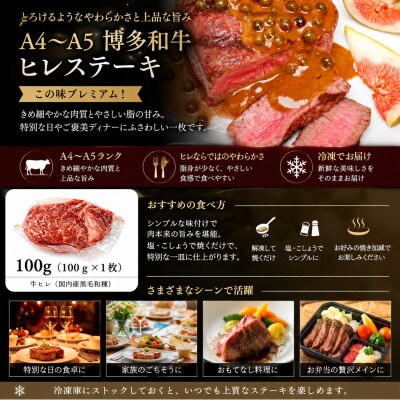 この味プレミアム!【A4～A5】博多和牛ヒレステーキ　200g(100g×2枚)(太宰府市)