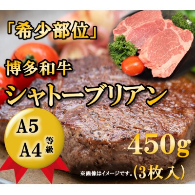 【A5A4等級】博多和牛ヒレ・シャトーブリアン450g (3枚入)(太宰府市)