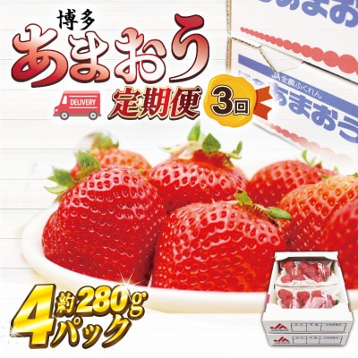 【発送月固定定期便】博多あまおう4パック(太宰府市)全3回
