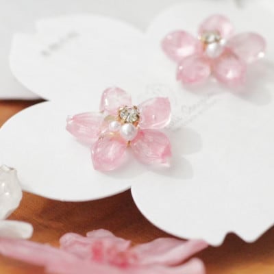 『ソメイヨシノ』桜のピアス　ピンク