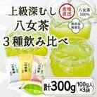 八女茶100% 「マイルド深むし茶」上級3種飲み比べ 100g×3袋(太宰府市)