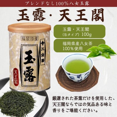 【ギフト対応】気品ある旨味と甘味【八女玉露 天王閣】100g缶詰 木箱入(太宰府市)