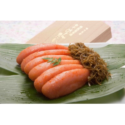 博多 味の筑前 昆布漬辛子明太子400g 無着色 昆布付 木目箱(太宰府市)