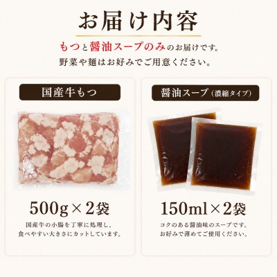 国産牛小腸使用 もつ鍋セット 醤油味 10人前(太宰府市)