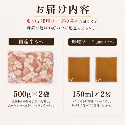 国産牛小腸使用 もつ鍋セット 味噌味 10人前(太宰府市)