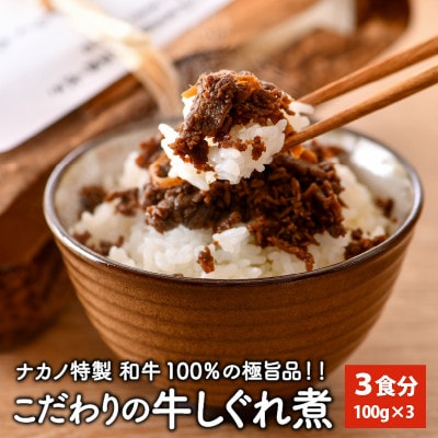 福井県産和牛しぐれ煮(100g×3パック)ナカノ特製100%和牛の極旨品[A-2002]