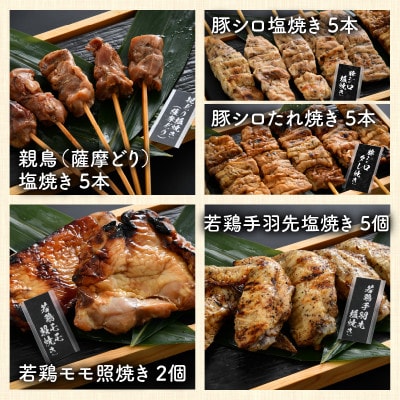 国産炭火焼 おつまみバラエティ9品セット(串焼35本・もも照焼2個・手羽先塩焼5個)[B-2003]