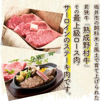 福井のお米で育てた野村さんの若狭牛「熟成サーロインステーキ」200g×3枚[E-2003]