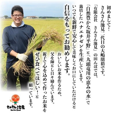 【令和6年産先行受付】さんさん池見二代目の 福井県産 ハナエチゼン 10kg 白米　[A-0225]
