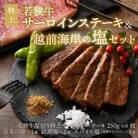 若狭牛 特上サーロインステーキ250g×6枚&越前海岸の百笑の塩・結晶塩・スパイス塩[J-1852]