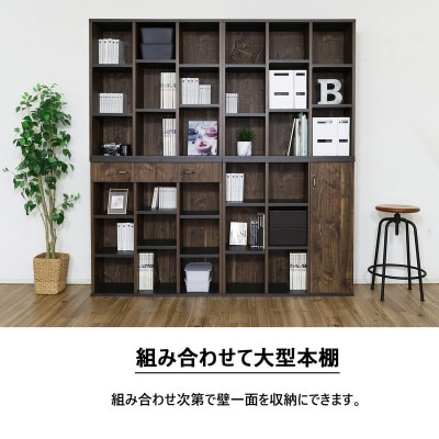 組立式家具　幅約90cmカントリー風扉付絵本棚リビング収納オープンラック　CR-9090T　ブラウン