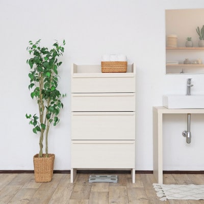 組立式家具　幅64cm多種多様な収納と機能性を持つチェストSE-1265H　ホワイト木目