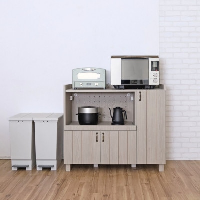 組立式家具　幅約105cmカントリーデザインキッチンカウンターレンジ台　CN-9010SR　クルミ
